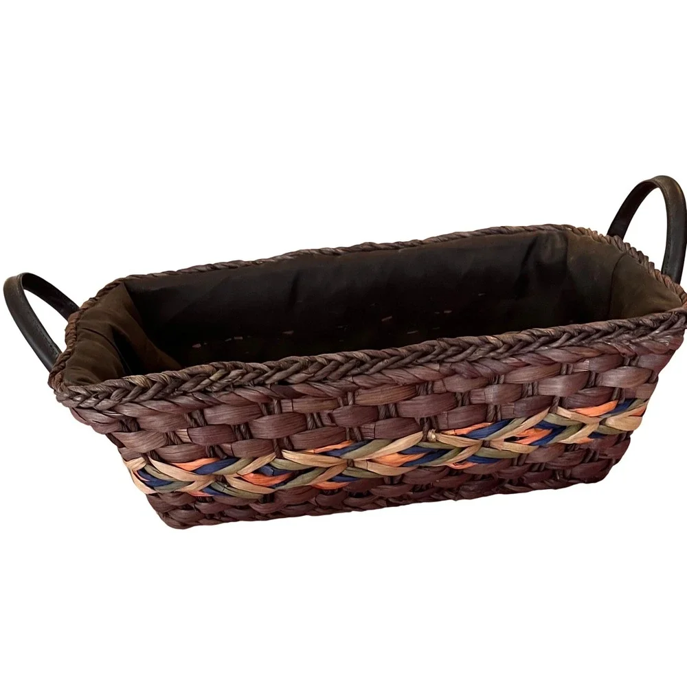 Woven Storage Basket Decorative‎ Accent Handles Rustic Home Decor